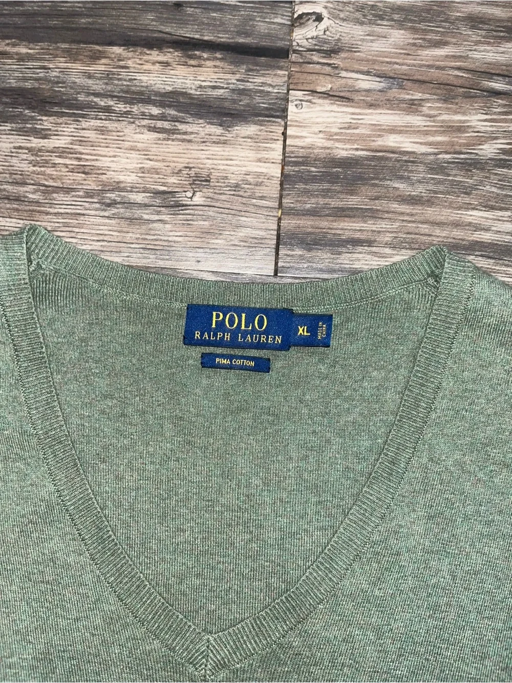 Ralph Lauren Men's V-Neck Sweater Vest - Heather Sage with Maroon Pony